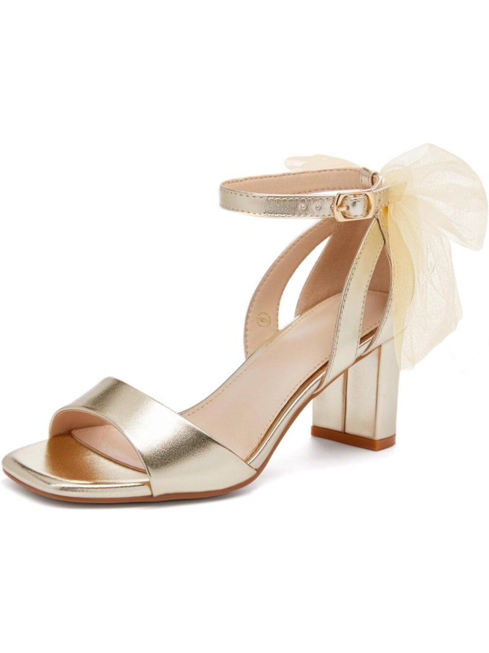 🆕Women's Gold 1 Bow Tie Heeled Sandals One Strap Satin Dress Wedding Shoes